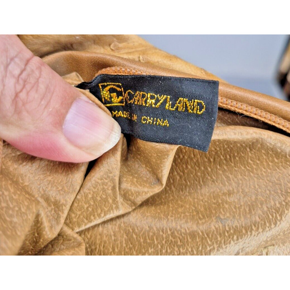 Carryland Tan Faux Ostrich Leather Satchel Purse – Double Handle Handbag - Picture 6 of 14